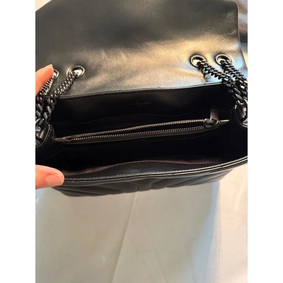 Saint Laurent Loulou Medium Bag Black Quilted Leather YSL 574946 DV728 1000 - Picture 10 of 16